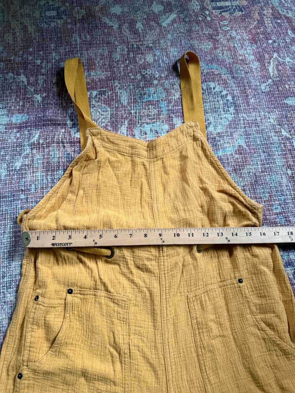 BDG urban outfitters Medium Mustard Yellow Cotton Linen Blend Gauze Overalls